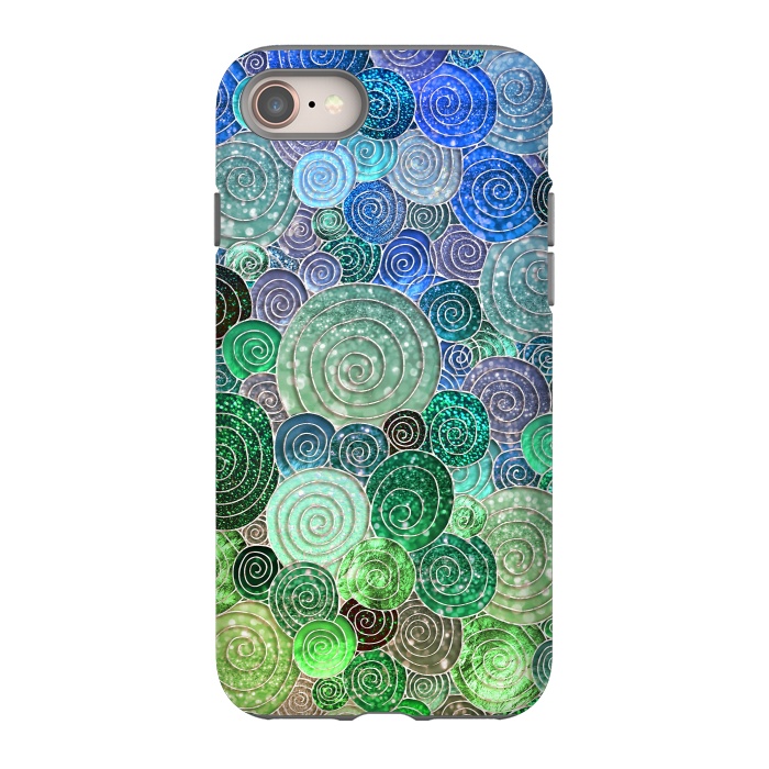 iPhone SE StrongFit Green and Blue Circles and Polka Dots pattern by  Utart