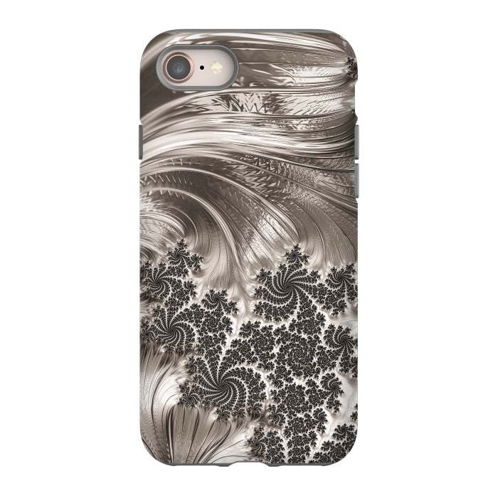 iPhone SE StrongFit Grey Beige Feathe Fractal by Andrea Haase