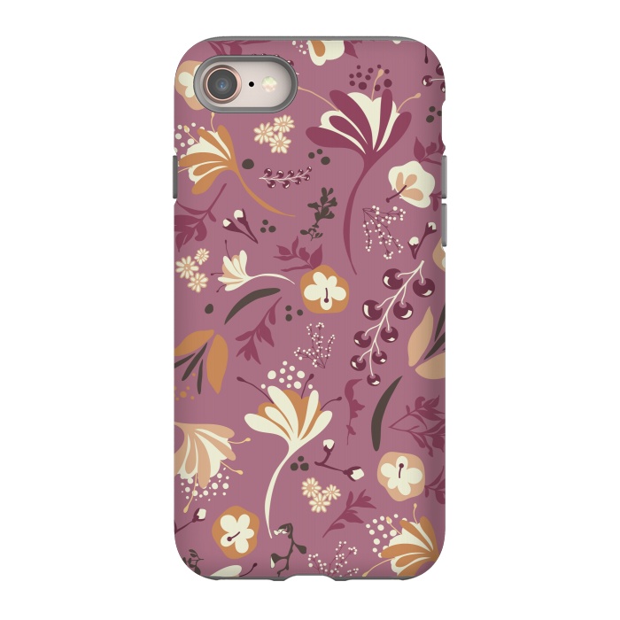 iPhone SE StrongFit Beautiful Blooms on Plum by Paula Ohreen