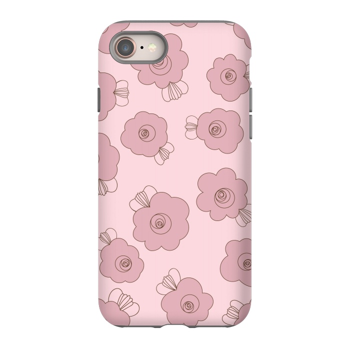 iPhone SE StrongFit Fluffy Flowers - Pink on Pink by Paula Ohreen