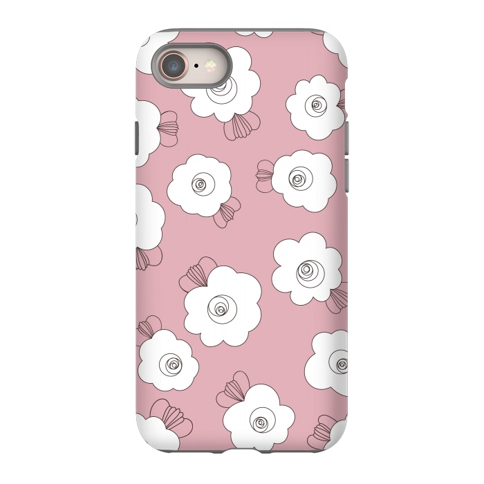 iPhone SE StrongFit Fluffy Flowers - White on Pink by Paula Ohreen