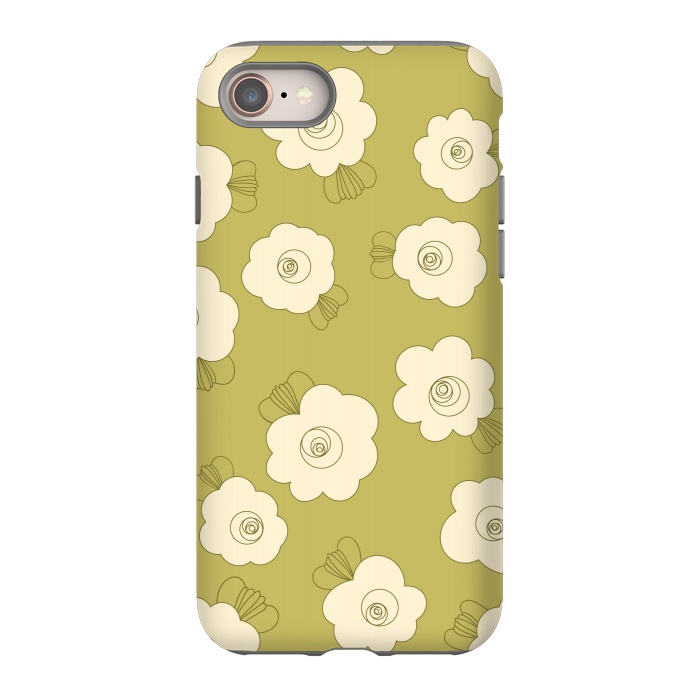 iPhone SE StrongFit Fluffy Flowers - Cream on Sap Green by Paula Ohreen