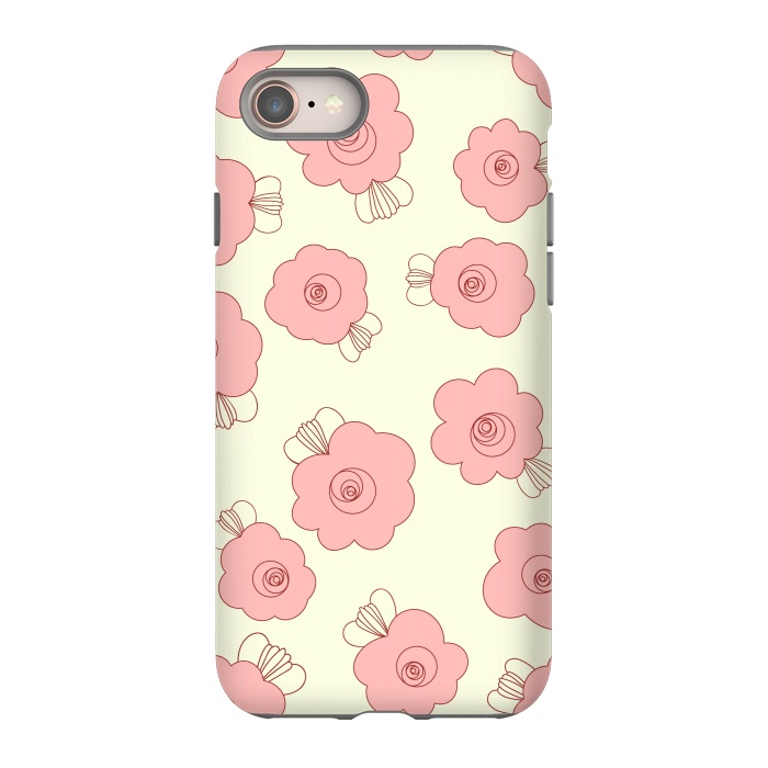 iPhone SE StrongFit Fluffy Flowers - Pink on Cream by Paula Ohreen