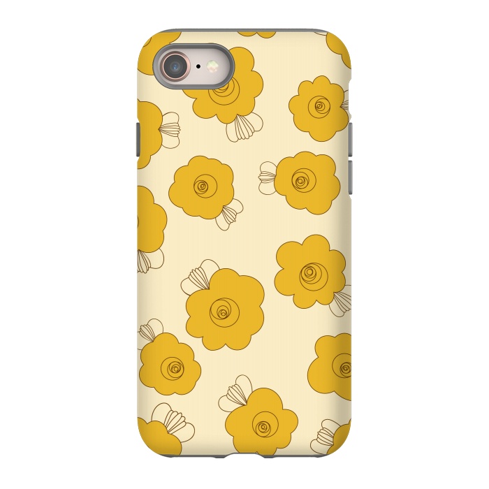 iPhone SE StrongFit Fluffy Flowers - Mustard on Lemon Yellow by Paula Ohreen