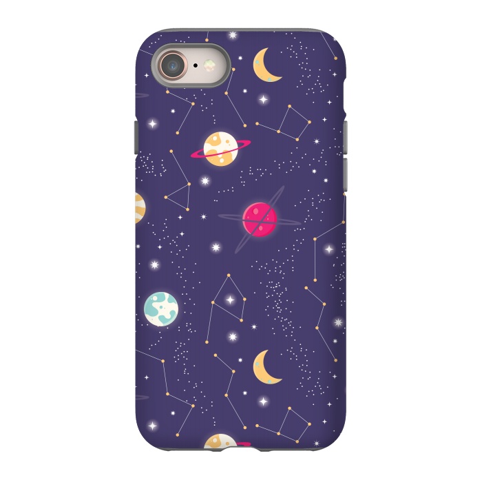 iPhone SE StrongFit Universe with planets and stars seamless pattern, cosmos starry night sky 006 by Jelena Obradovic