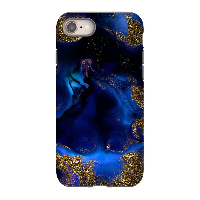 iPhone SE StrongFit Indigo Blue and Gold Glitter Marble by  Utart