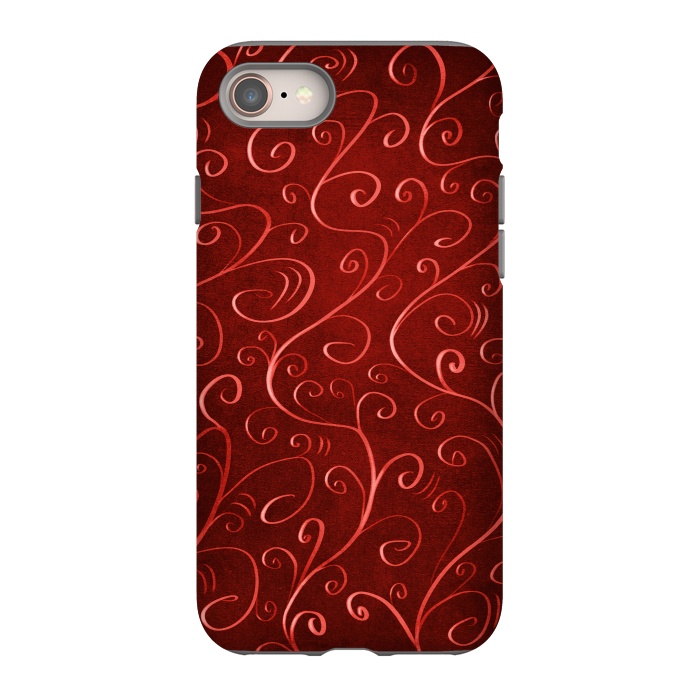 iPhone SE StrongFit Whimsical Elegant Textured Red Swirl Pattern by Boriana Giormova