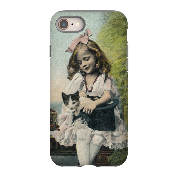 iPhone SE StrongFit Retro Girl With Cat by Andrea Haase
