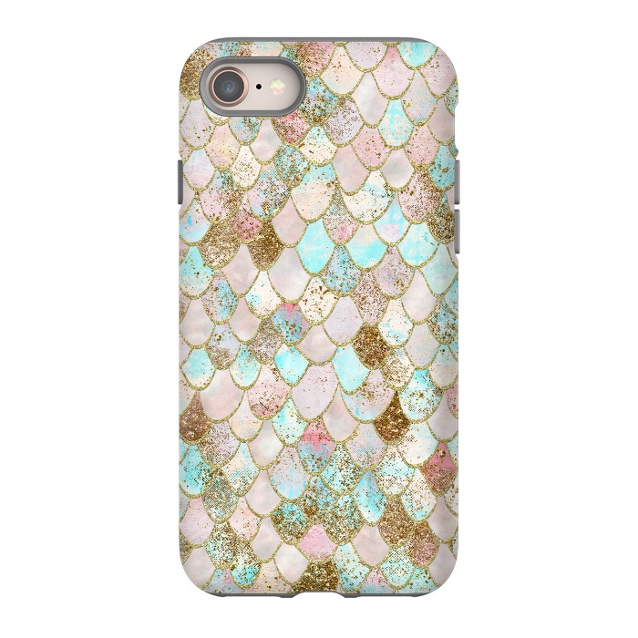 iPhone SE StrongFit Watercolor Wonky Gold Glitter Pastel Summer Mermaid Scales  by  Utart