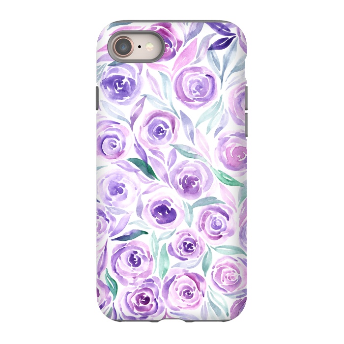 iPhone SE StrongFit Purple Rose Floral Print by Becky Starsmore