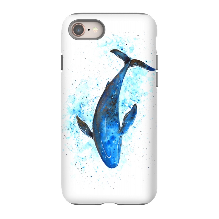 iPhone SE StrongFit Watercolor Blue Whale Dive by Becky Starsmore
