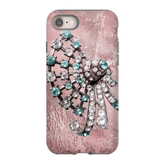 iPhone SE StrongFit Rhinestone Embellishment Pink And Teal by Andrea Haase