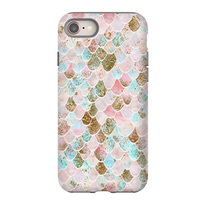 iPhone SE StrongFit Wonky Watercolor Pink and Blue Mermaid Scales  by  Utart