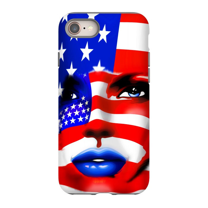 iPhone SE StrongFit Usa Flag on Beatiful Girl's Face by BluedarkArt