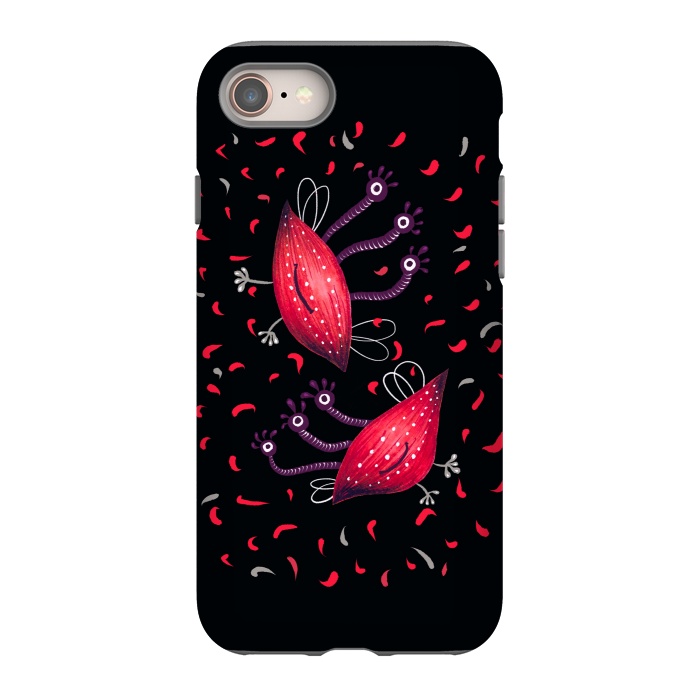 iPhone SE StrongFit Cute Funny Red Three Eyed Cartoon Aliens by Boriana Giormova