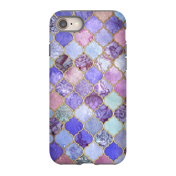 iPhone SE StrongFit Royal Purple, Mauve & Indigo Decorative Moroccan Tile Pattern by Micklyn Le Feuvre