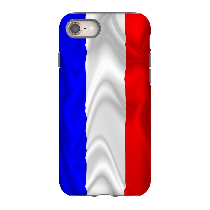iPhone SE StrongFit France Flag Waving Digital Silk Satin Fabric  by BluedarkArt