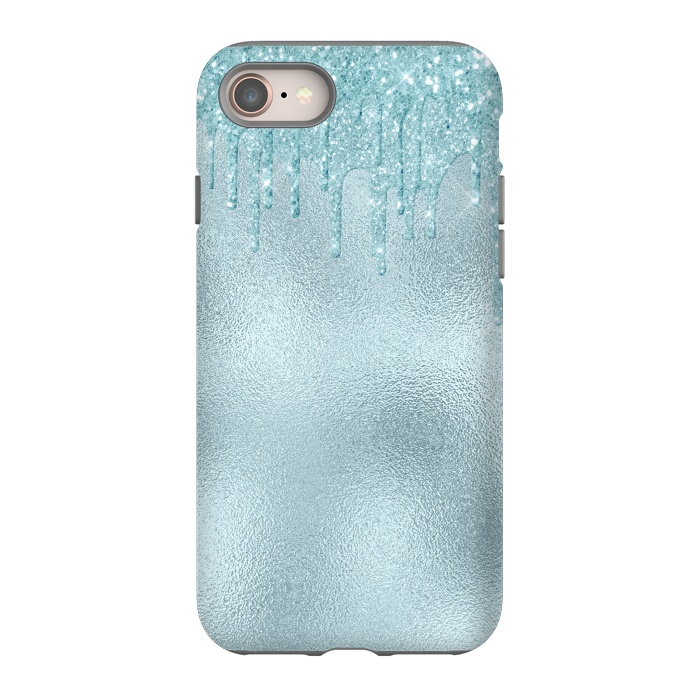 iPhone SE StrongFit Ice Blue Glitter Droplets on Metal Foil by  Utart
