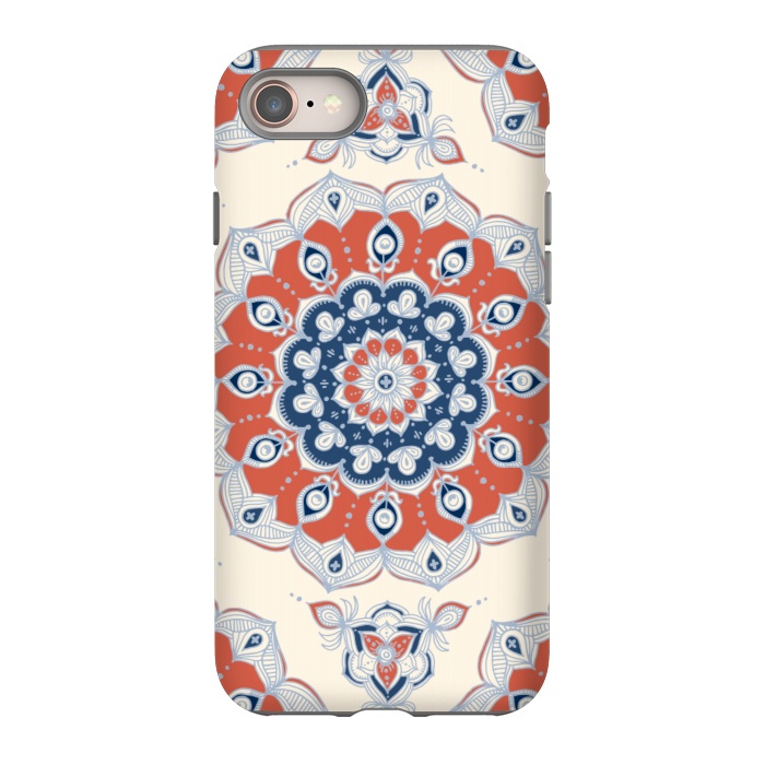 iPhone SE StrongFit Red, Blue and Cream Floral Mandala by Micklyn Le Feuvre
