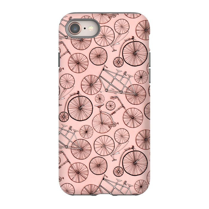 iPhone SE StrongFit Vintage Bicycles on Pink by Tigatiga