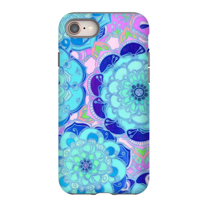 iPhone SE StrongFit Radiant Cyan & Purple Stained Glass Floral Mandalas by Micklyn Le Feuvre