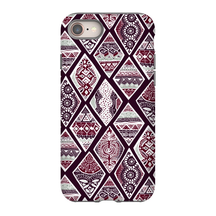 iPhone SE StrongFit Tribal Diamonds On Red, White & Sage  by Tigatiga