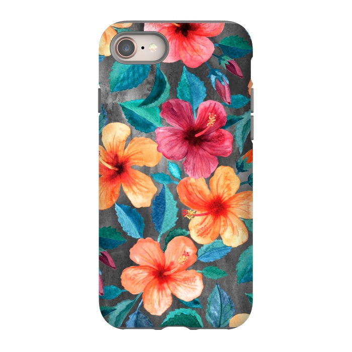 iPhone SE StrongFit Colorful Tropical Hibiscus Blooms  by Micklyn Le Feuvre