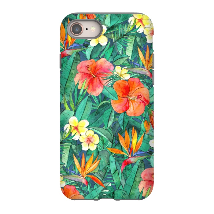 iPhone SE StrongFit Classic Tropical Garden in Watercolor by Micklyn Le Feuvre