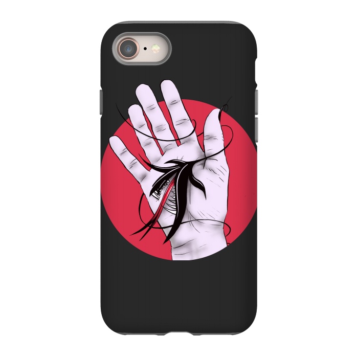 iPhone SE StrongFit Creepy Gothic Hand Biting Flower Monster Weird Art by Boriana Giormova
