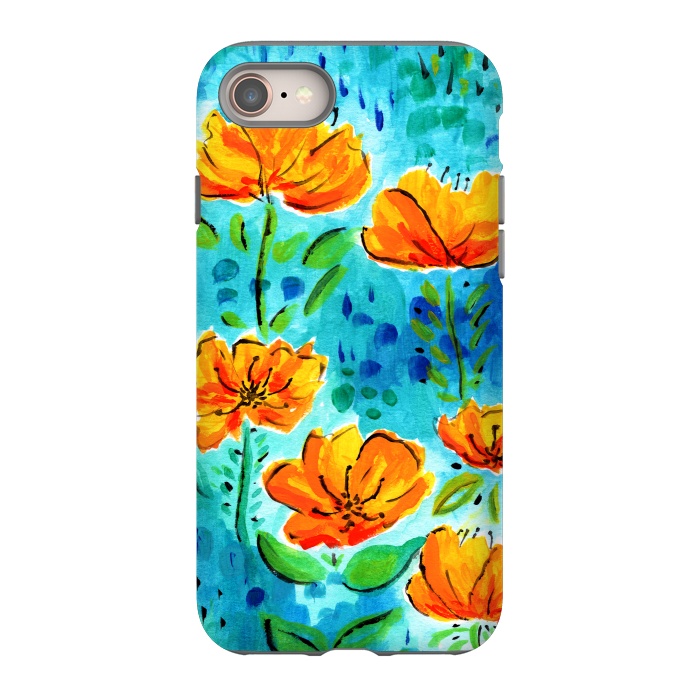 iPhone SE StrongFit Abstract Orange Poppies by Tigatiga