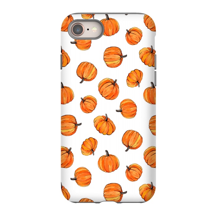 iPhone SE StrongFit Tiny Pumpkin Polka Dots on White by Micklyn Le Feuvre
