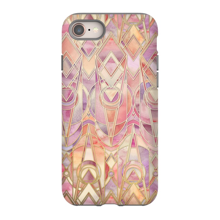 iPhone SE StrongFit Autumn Peach and Amethyst Art Deco Pattern by Micklyn Le Feuvre