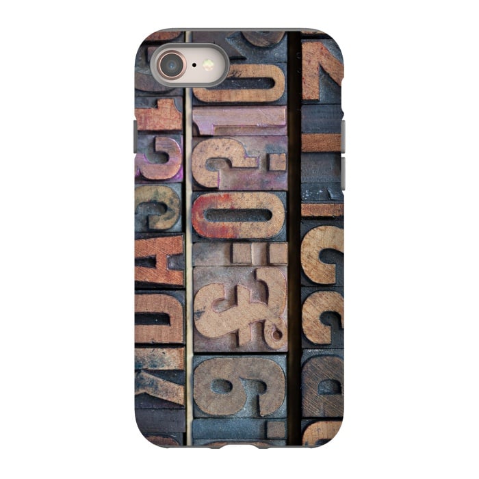 iPhone SE StrongFit Old Wooden Print Blocks by Andrea Haase