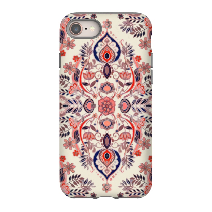 iPhone SE StrongFit Modern Folk in Coral Red and Indigo by Micklyn Le Feuvre