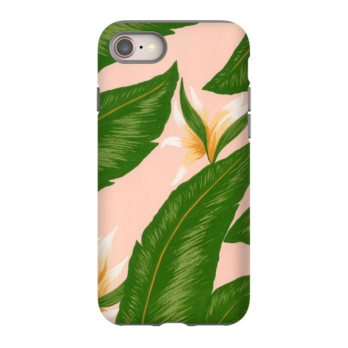 iPhone SE StrongFit Pink Bird Of Paradise Jungle Floral Print by Becky Starsmore