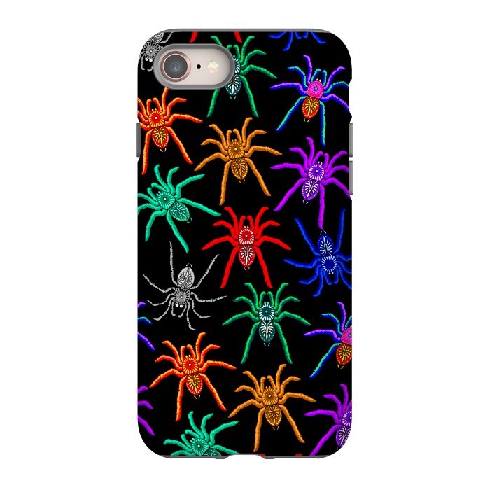 iPhone SE StrongFit Spiders Pattern Colorful Tarantulas on Black by BluedarkArt