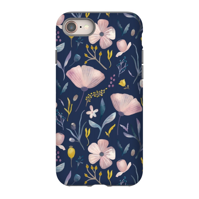 iPhone SE StrongFit Delicate Pastel Floral on Blue by Noonday Design