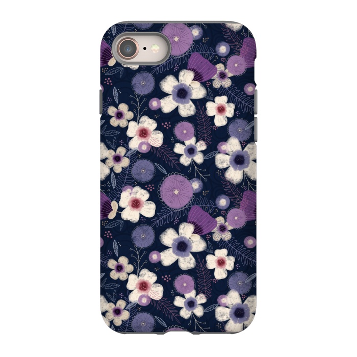 iPhone SE StrongFit Navy & Purple Floral by Noonday Design