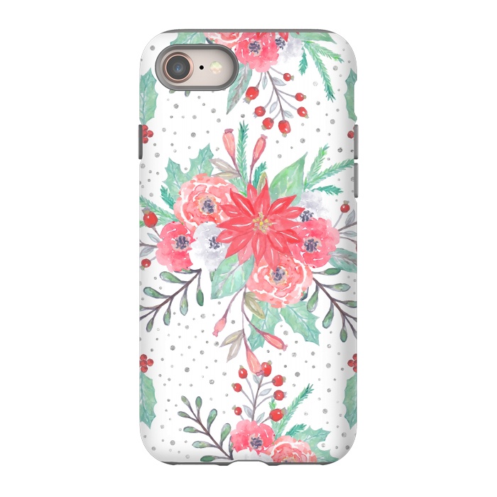 iPhone SE StrongFit Pretty watercolor Christmas floral and dots design by InovArts