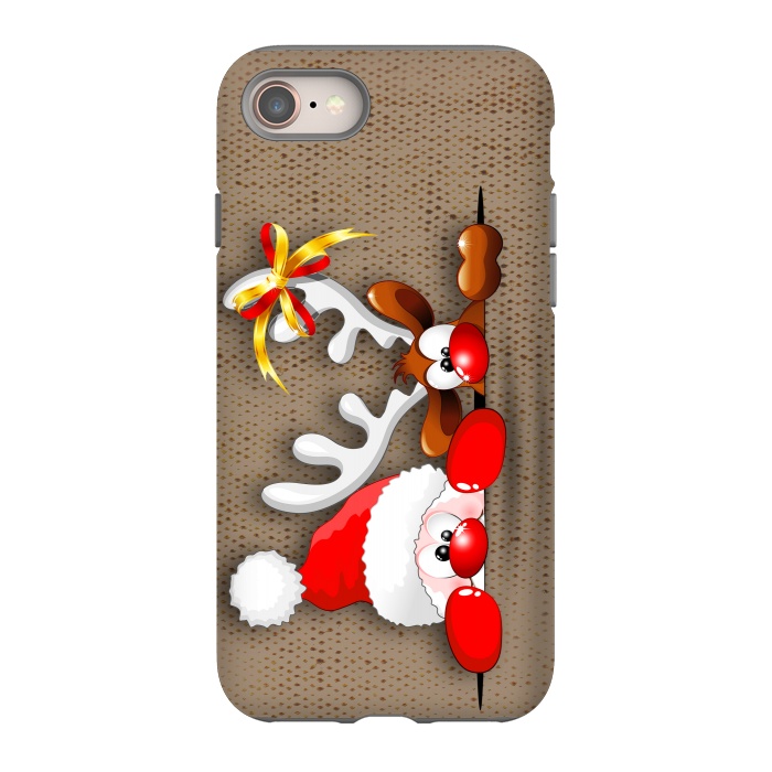 iPhone SE StrongFit Funny Christmas Santa and Reindeer Cartoon by BluedarkArt