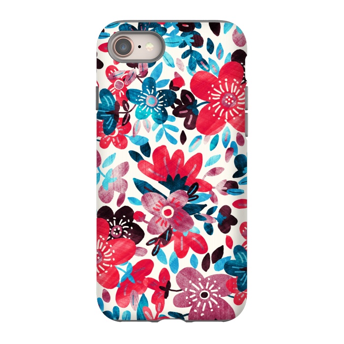 iPhone SE StrongFit Happy Red & Blue Floral Collage  by Micklyn Le Feuvre