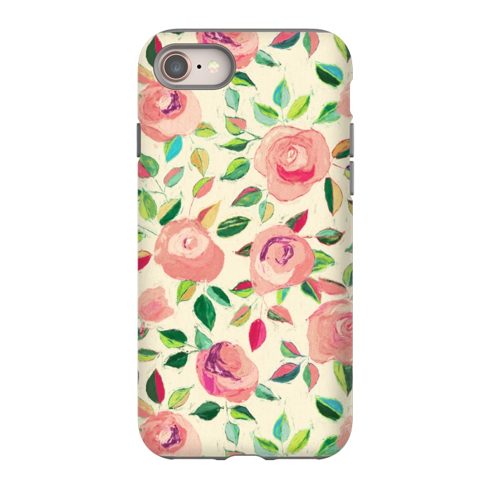iPhone SE StrongFit Pink and Peach Rose Pattern in Pastels by Micklyn Le Feuvre