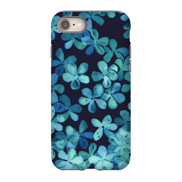 iPhone SE StrongFit Hand Painted Floral Pattern in Teal & Navy Blue by Micklyn Le Feuvre