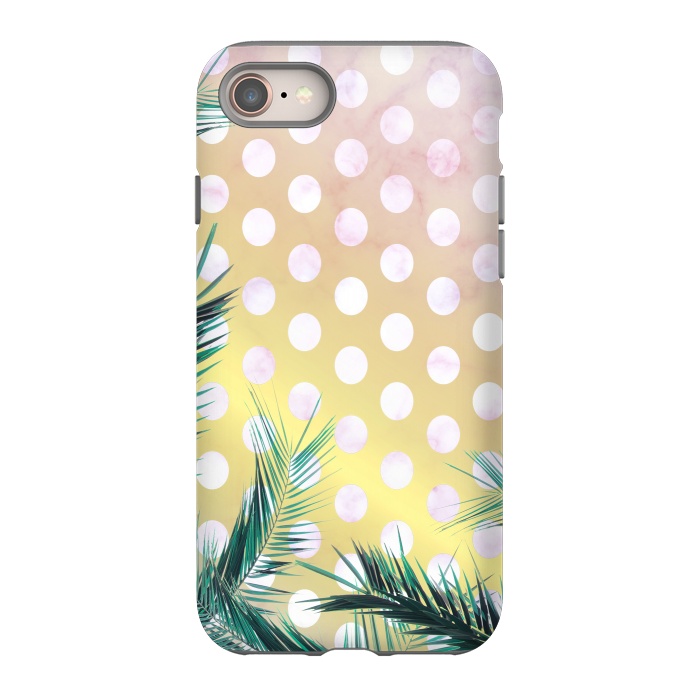 iPhone SE StrongFit tropical palm leaves on golden dotted background by Oana 