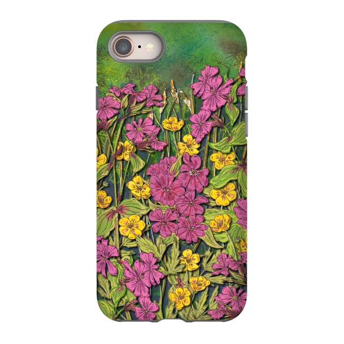 iPhone SE StrongFit Pink and Yellow Wildflowers by Lotti Brown