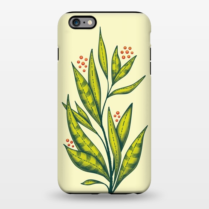 iPhone 6/6s plus StrongFit Abstract green plant with decorative leaves and berries by Boriana Giormova