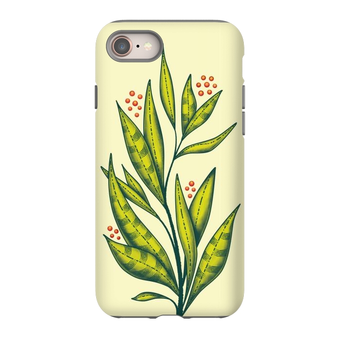 iPhone 8 StrongFit Abstract green plant with decorative leaves and berries by Boriana Giormova