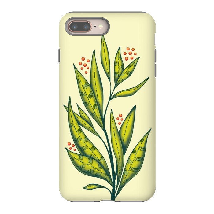 iPhone 8 plus StrongFit Abstract green plant with decorative leaves and berries by Boriana Giormova