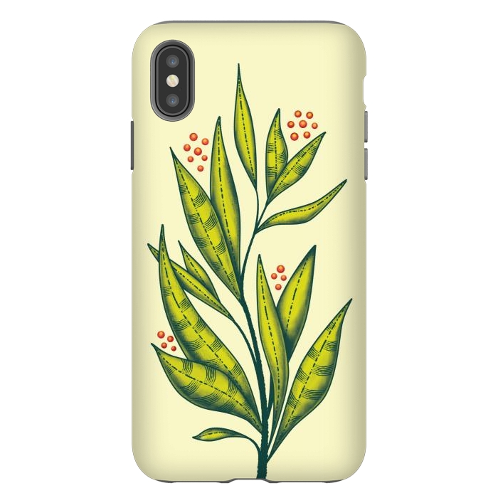 iPhone Xs Max StrongFit Abstract green plant with decorative leaves and berries by Boriana Giormova