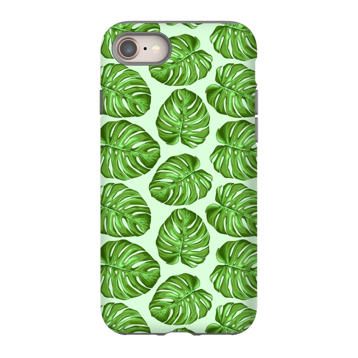 iPhone SE StrongFit Monstera Tropical Leaves Seamless Textile Patten  by BluedarkArt